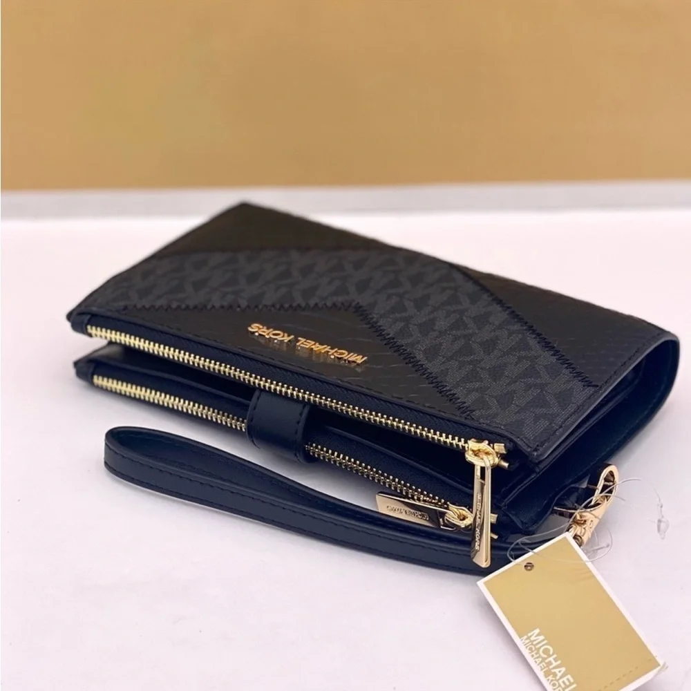 Michael Kors Jet Set Medium Pocket Shoulder Tote Bag And DoubleZip Wallet Set